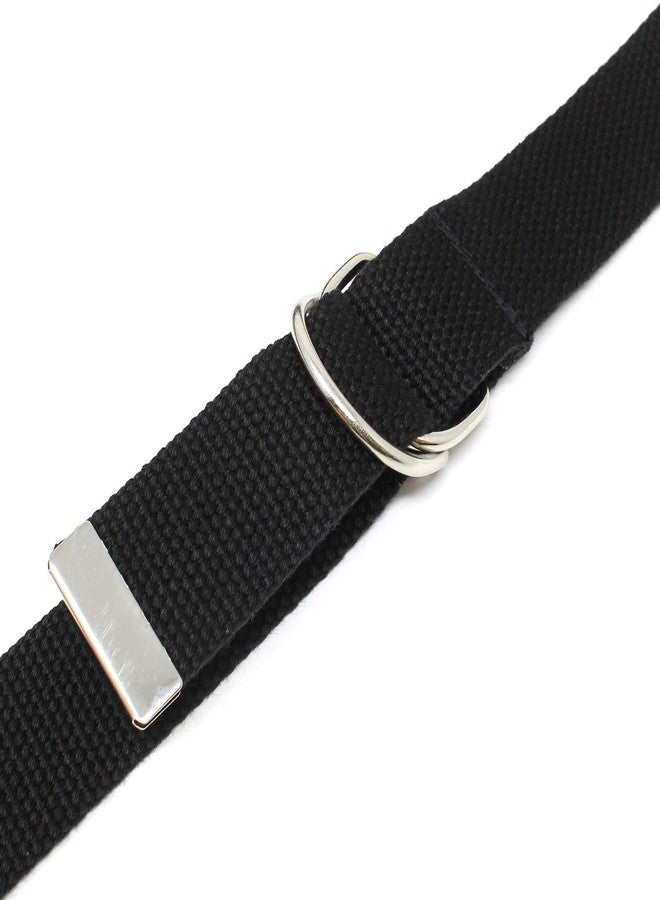 BC Belts Thin Web Belt Double D-Ring Buckle 1.25" Wide with Metal Tip Solid Color (M-Black) - Image 3